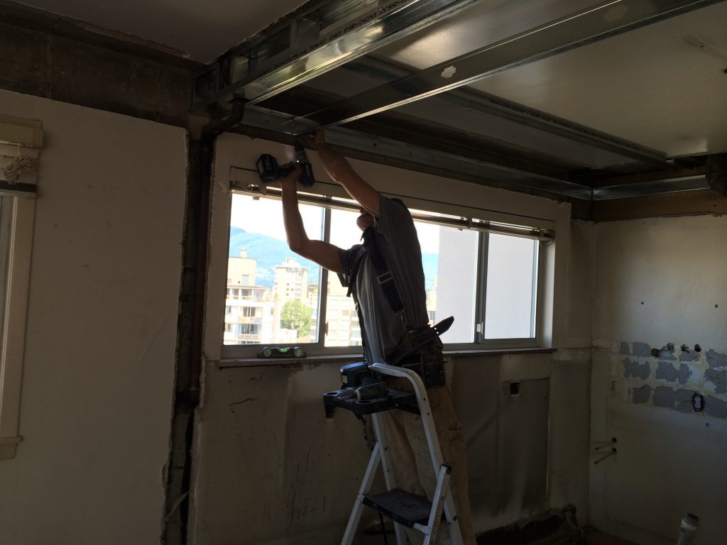 Luke framing the dropped ceiling