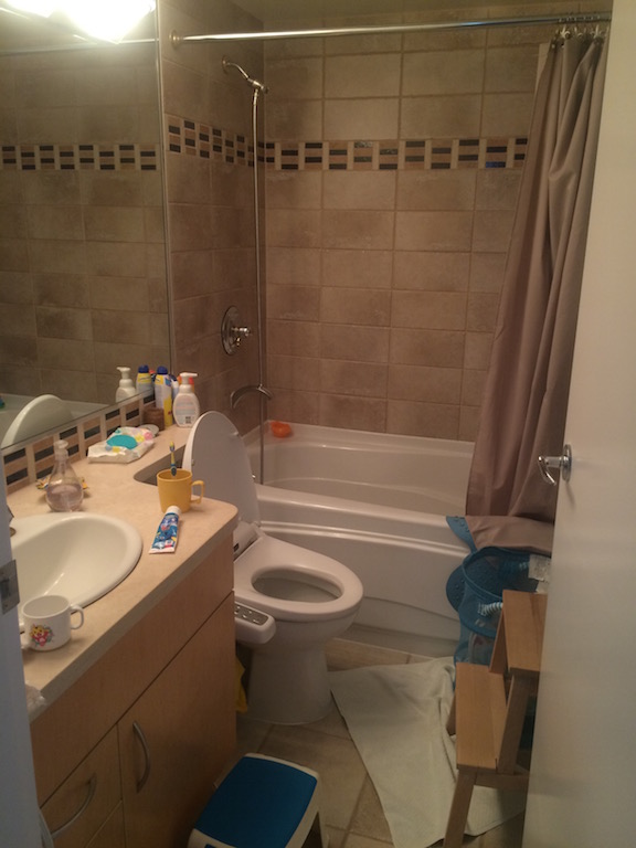 Before picture of kids Bathroom in Aquarius Mews, Vancouver