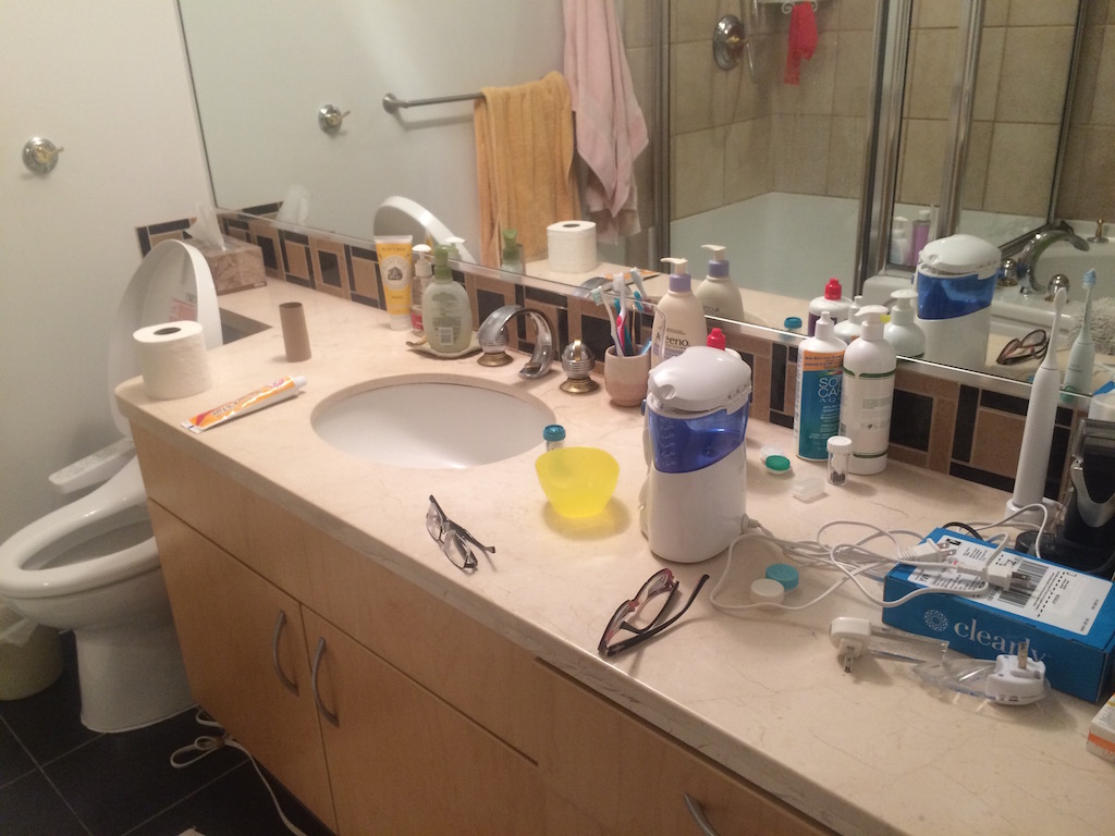 Before picture of bathroom in Aquarius Mews, Vancouver