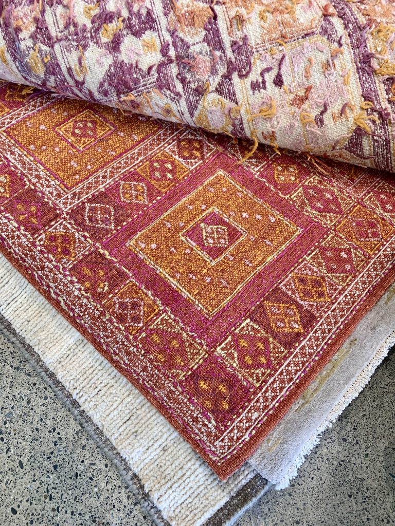 Colourful, geometric design area rug by Battilossi-Venta Orange 